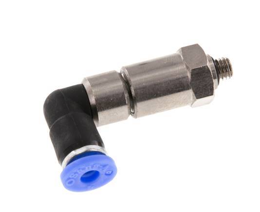 Codo de 4 mm y M5 Junta giratoria rápida Rosca Macho Niquelada Latón/PBT NBR Giratorio