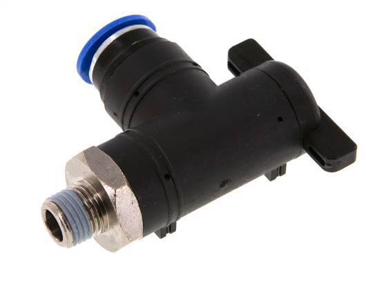 Válvula de bola de codo de 2 vías 12 mm - R1/4'' Plástico/Latón