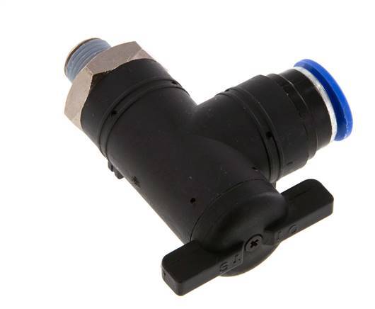 Válvula de bola de codo de 2 vías 12 mm - R1/4'' Plástico/Latón
