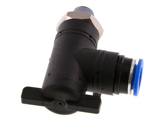 Válvula de bola de codo de 2 vías 12 mm - R1/4'' Plástico/Latón