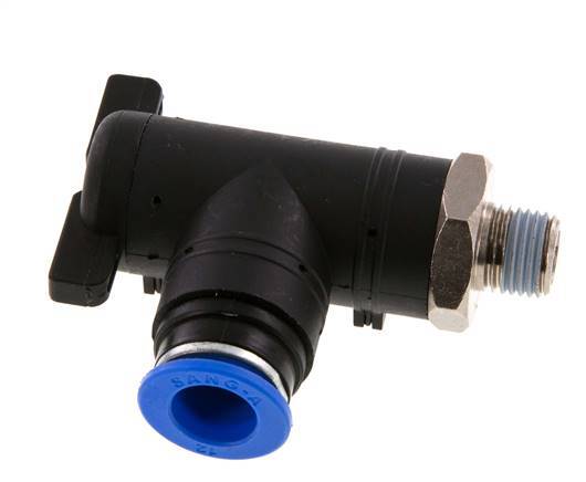 Válvula de bola de codo de 2 vías 12 mm - R1/4'' Plástico/Latón