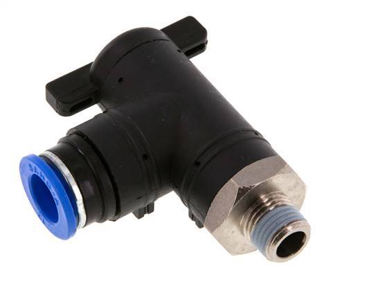 Válvula de bola de codo de 2 vías 12 mm - R1/4'' Plástico/Latón