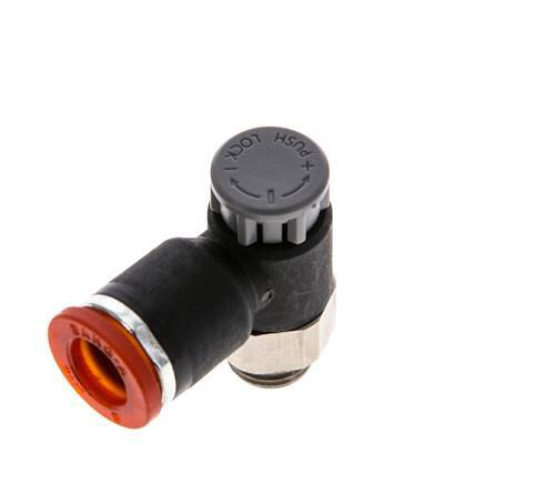 Válvula de control de flujo Codo de medición 8 mm - G1/8'' Latón/PA 66 Tuerca de seguridad