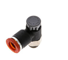 Válvula de control de flujo Codo de medición 8 mm - G1/8'' Latón/PA 66 Tuerca de seguridad