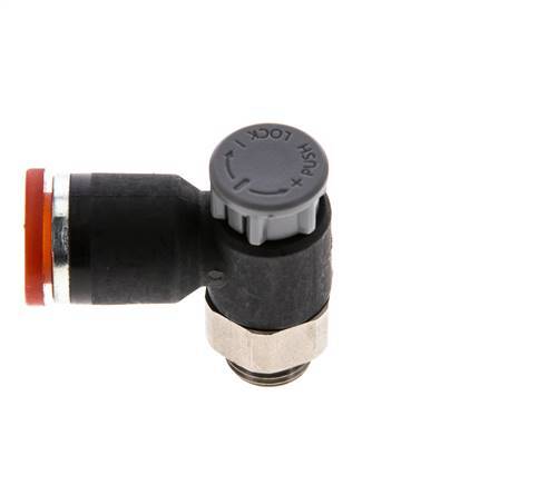 Válvula de control de flujo Codo de medición 8 mm - G1/8'' Latón/PA 66 Tuerca de seguridad