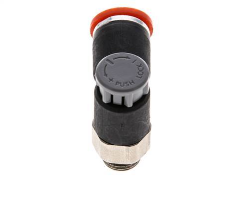 Válvula de control de flujo Codo de medición 8 mm - G1/8'' Latón/PA 66 Tuerca de seguridad