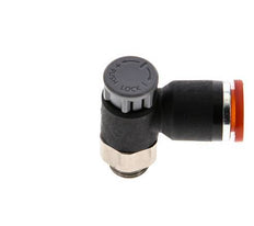 Válvula de control de flujo Codo de medición 8 mm - G1/8'' Latón/PA 66 Tuerca de seguridad
