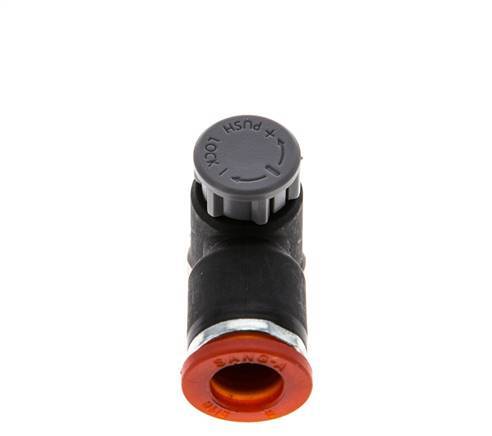 Válvula de control de flujo Codo de medición 8 mm - G1/8'' Latón/PA 66 Tuerca de seguridad