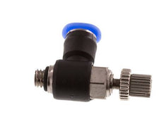 Codo de salida del silenciador de control de flujo 4 mm - M5 Latón/PBT