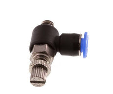 Codo de salida del silenciador de control de flujo 4 mm - M5 Latón/PBT