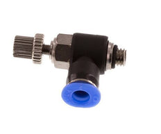 Codo de salida del silenciador de control de flujo 4 mm - M5 Latón/PBT