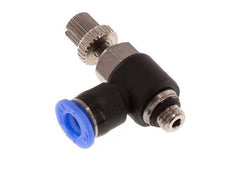 Codo de salida del silenciador de control de flujo 4 mm - M5 Latón/PBT