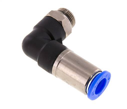 Racor rápido 12mm y G3/8'' Codo autoblocante macho Latón/PBT 0-10bar (0-145psi)