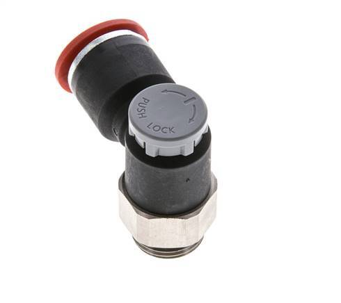 Válvula de control de flujo Codo de entrada de medidor 12 mm - G3/8'' Latón/PA 66 Tuerca de seguridad