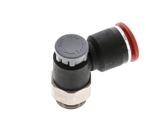 Válvula de control de flujo Codo de entrada de medidor 12 mm - G3/8'' Latón/PA 66 Tuerca de seguridad