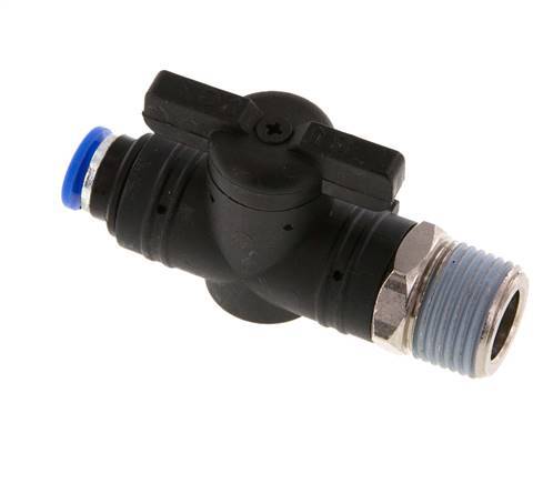 Válvula de bola recta de 2 vías 6 mm - R3/8'' Plástico/Latón