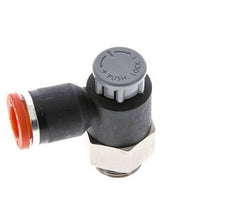 Válvula de control de flujo Codo de medición 8 mm - G1/4'' Latón/PA 66 Tuerca de seguridad