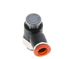 Válvula de control de flujo Codo de medición 8 mm - G1/4'' Latón/PA 66 Tuerca de seguridad
