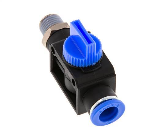 Válvula manual de cierre de 3/2 vías 10 mm - R1/4'' Plástico/Latón Ventilación del lado del tubo