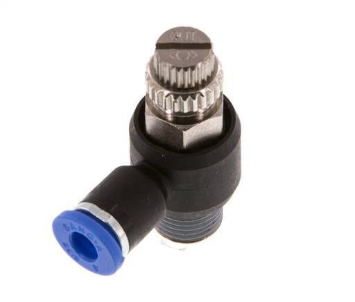 Silenciador de control de flujo Codo de salida del medidor 4 mm - R1/8'' Latón/PA 66