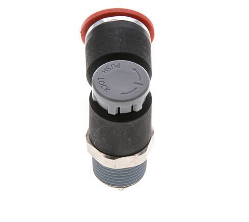 Válvula de control de flujo Codo de medición 12 mm - R3/8'' Latón/PA 66 Tuerca de seguridad