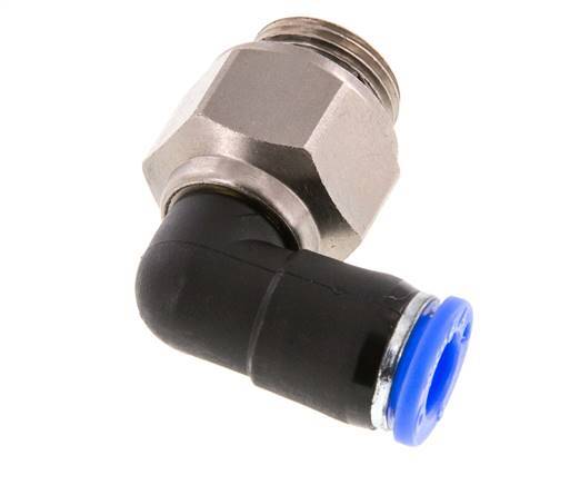 Codo de 8mm y G3/8'' Junta giratoria con rosca macho niquelada Latón/PBT NBR Giratorio