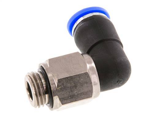 Codo de 8 mm y G1/4'' Junta giratoria con rosca macho Latón niquelado/PBT NBR Giratorio