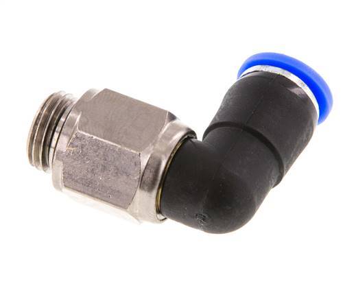 Codo de 8 mm y G1/4'' Junta giratoria con rosca macho Latón niquelado/PBT NBR Giratorio