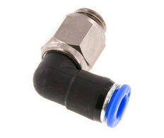 Codo de 8 mm y G1/4'' Junta giratoria con rosca macho Latón niquelado/PBT NBR Giratorio