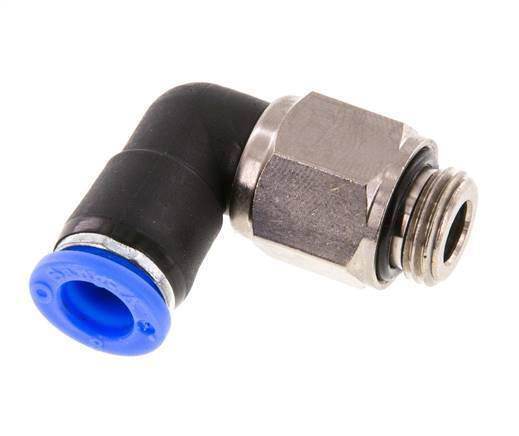 Codo de 8 mm y G1/4'' Junta giratoria con rosca macho Latón niquelado/PBT NBR Giratorio