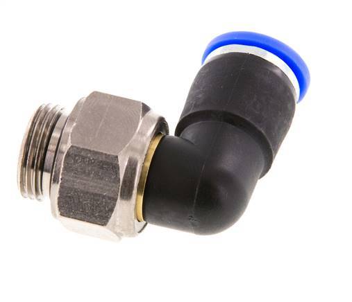 Codo de 10 mm y G3/8'' Junta giratoria con rosca macho de latón niquelado/PBT NBR giratorio