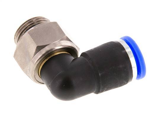 Codo de 10 mm y G3/8'' Junta giratoria con rosca macho de latón niquelado/PBT NBR giratorio