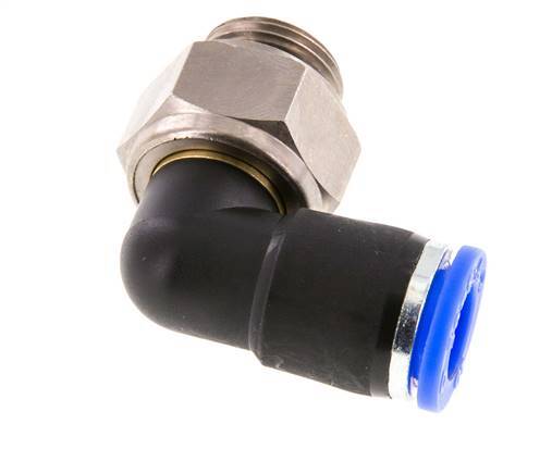 Codo de 10 mm y G3/8'' Junta giratoria con rosca macho de latón niquelado/PBT NBR giratorio