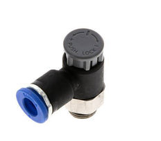 Válvula reguladora de caudal Codo de salida de contador 6 mm - G1/8'' Latón/PA 66 Tuerca de seguridad