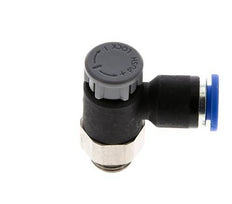 Válvula reguladora de caudal Codo de salida de contador 6 mm - G1/8'' Latón/PA 66 Tuerca de seguridad