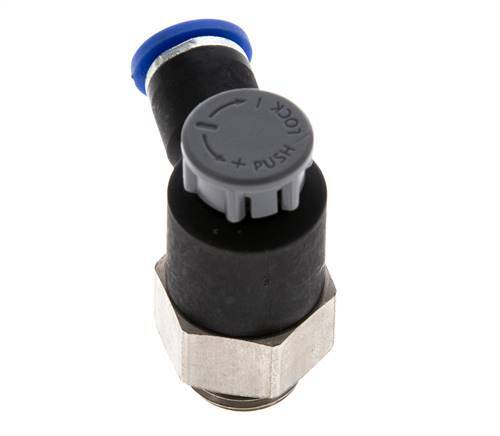 Válvula reguladora de caudal Codo de salida de contador 6 mm - G1/4'' Latón/PA 66 Tuerca de seguridad