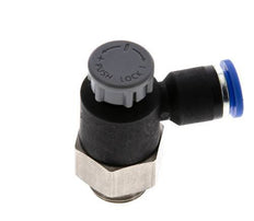 Válvula reguladora de caudal Codo de salida de contador 6 mm - G1/4'' Latón/PA 66 Tuerca de seguridad