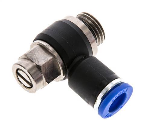 Codo de salida del silenciador de control de flujo 8 mm - G1/4'' Latón/PA 66 Tornillo ranurado