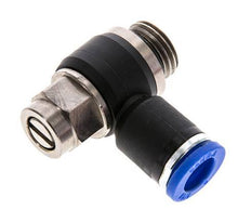 Codo de salida del silenciador de control de flujo 8 mm - G1/4'' Latón/PA 66 Tornillo ranurado