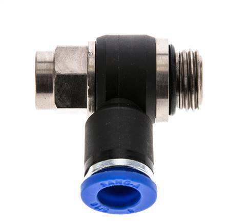 Codo de salida del silenciador de control de flujo 8 mm - G1/4'' Latón/PA 66 Tornillo ranurado