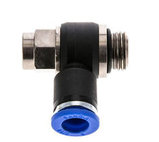 Codo de salida del silenciador de control de flujo 8 mm - G1/4'' Latón/PA 66 Tornillo ranurado