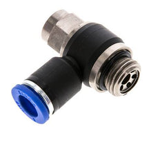 Codo de salida del silenciador de control de flujo 8 mm - G1/4'' Latón/PA 66 Tornillo ranurado