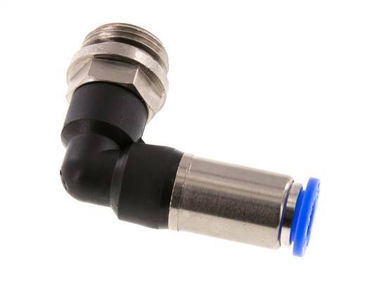 Racor rápido 10mm y G1/2'' Codo autoblocante macho Latón/PBT 0-10bar (0-145psi)