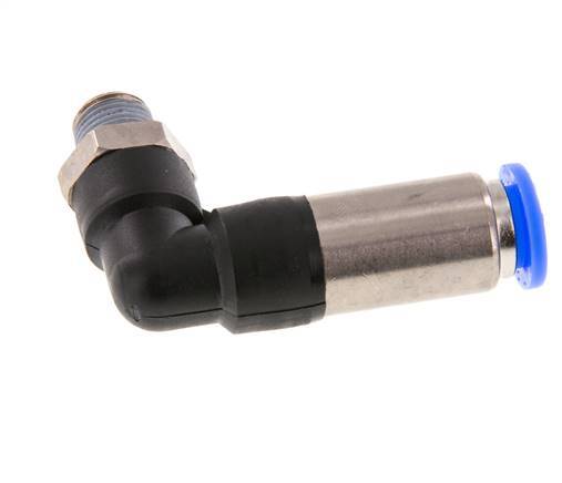 Racor de 8mm y R1/8'' Codo macho autoblocante Latón/PBT 0-10bar (0-145psi) [2 Piezas]