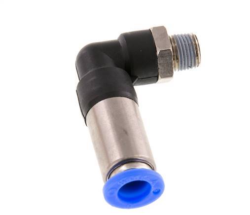 Racor de 8mm y R1/8'' Codo macho autoblocante Latón/PBT 0-10bar (0-145psi) [2 Piezas]
