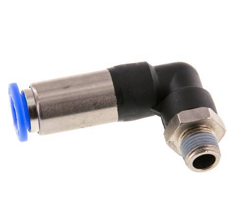 Racor de 8mm y R1/8'' Codo macho autoblocante Latón/PBT 0-10bar (0-145psi) [2 Piezas]