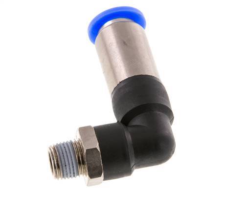 Racor de 8mm y R1/8'' Codo macho autoblocante Latón/PBT 0-10bar (0-145psi) [2 Piezas]