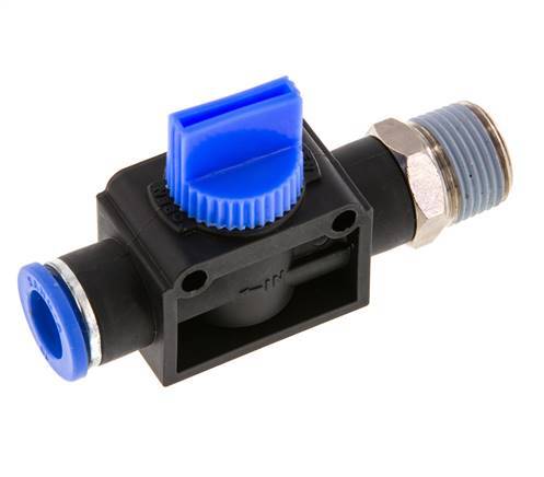 Válvula manual de cierre de 3/2 vías de 10 mm - R3/8'' de plástico/latón Válvula lateral de tubo