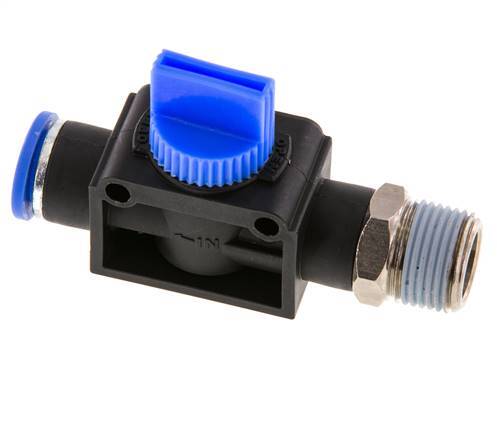 Válvula manual de cierre de 3/2 vías de 10 mm - R3/8'' de plástico/latón Válvula lateral de tubo