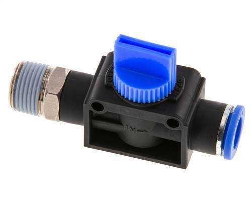 Válvula manual de cierre de 3/2 vías de 10 mm - R3/8'' de plástico/latón Válvula lateral de tubo